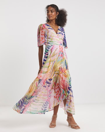 Hope & Ivy Leah Flutter Sleeve Maxi Wrap Dress