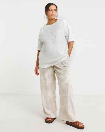 Simply Be White Broderie Pocket T-Shirt