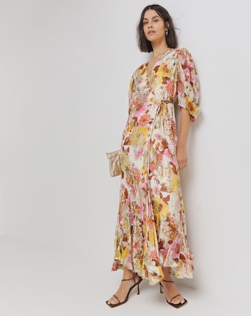 Jo by Joanna Hope Tie Waist Floral Jacquard Maxi Dress