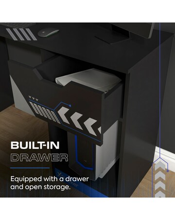 Octane Gaming Desk with Drawer - Blue