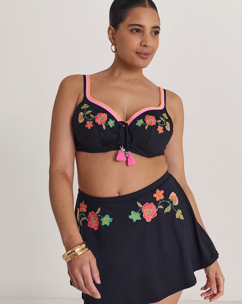 Figleaves Embroidered Bikini Skirt With Built In Brief
