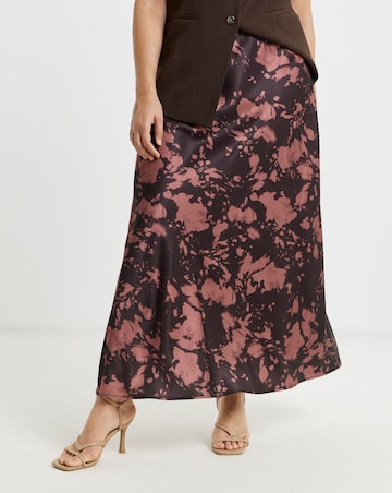 Speckle Print Satin Maxi Skirt