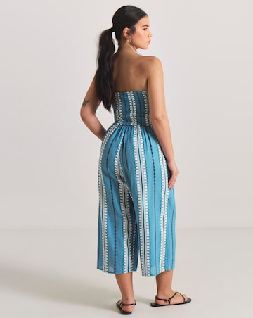 Jacquard Wrap Front Culotte Beach Jumpsuit