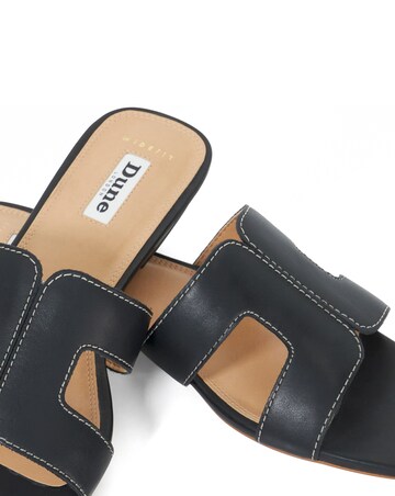 Dune Loupe Black Leather Sandals - Wide Fit (E)