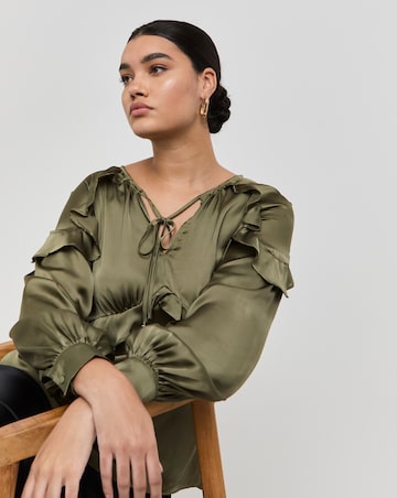 Joanna Hope Frill Tie Neck Blouse