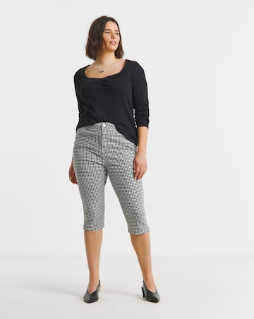 Simply Be Gingham Printed Denim Capri Jeans