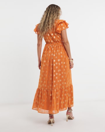Lovedrobe Wrap Front Flutter Sleeve Midaxi Dress