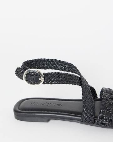 Gia Leather Woven Multi Strap Sandals - Wide Fit (E)