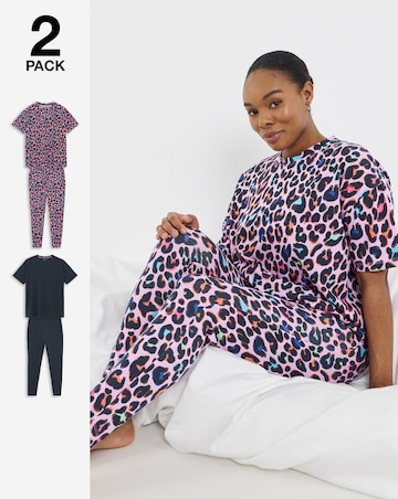 Pretty Secrets (2 Pack) Value Leopard Legging Pyjama Sets