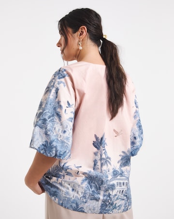 Joanna Hope Cotton Volume Printed Blouse