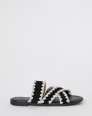 Maude Whipstitch Crossover Flat Sandals - Wide Fit (E)