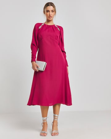 Joanna Hope Berry Embellished Midi Dress