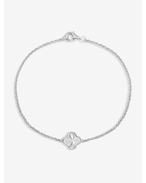 Simply Silver Sterling Silver 925 Polished Diamond Cut Clover Bracelet