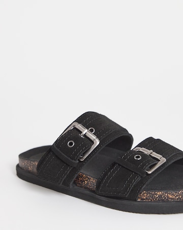 Chester Suede Two Strap Mule Sandals - Wide Fit (E)