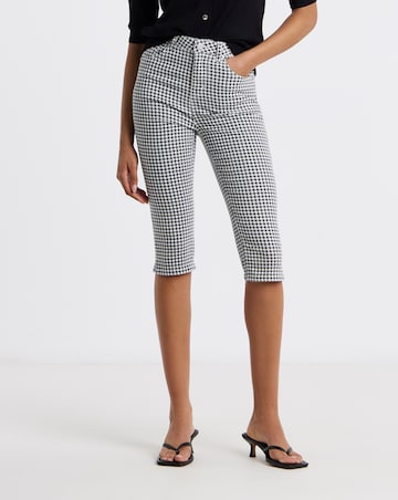 Simply Be Gingham Printed Denim Capri Jeans