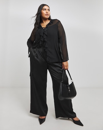 Black Satin Utility Trousers