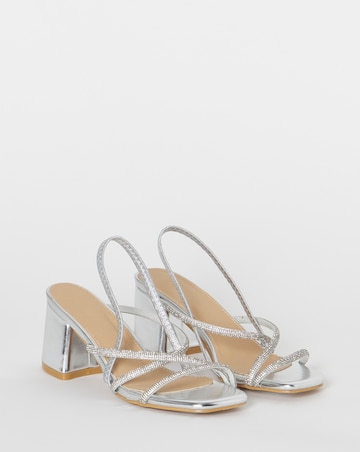 Canberra Strappy Diamante Low Block Heels - Extra Wide Fit (EEE)