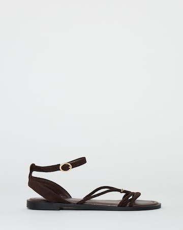 Toni Strappy Hardware Detail Flat Sandals - Wide Fit (E)