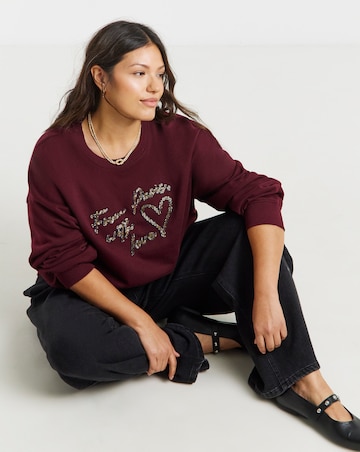 Simply Be Burgundy From Paris With Love Graphic Sweatshirt