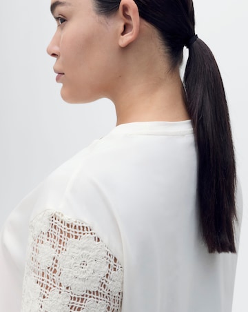 Mango Crochet Sleeve Cotton T-Shirt