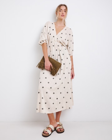 Simply Be Natural Embroidered Blend Midi Dress