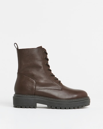Serena Leather Chunky Lace Up Boots Wide E Fit