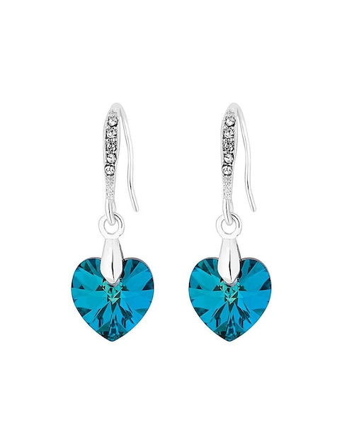 Jon Richard Radiance Collection Silver Plated Blue Bermuda Heart Drop Earrings