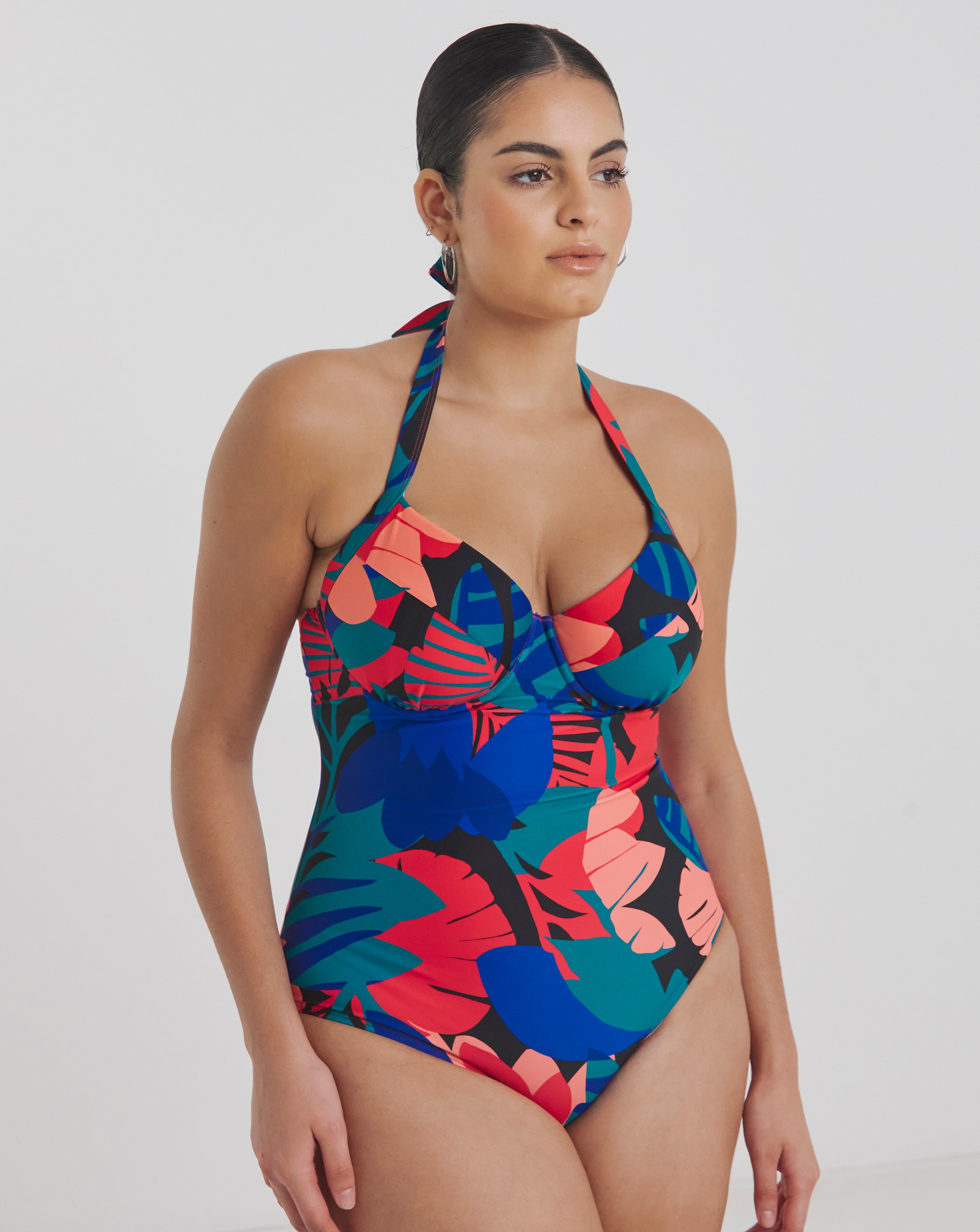 Tropical Padded Underwired Plunge Swimsuit