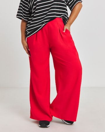 Red Pleat Front Wide Leg Trousers