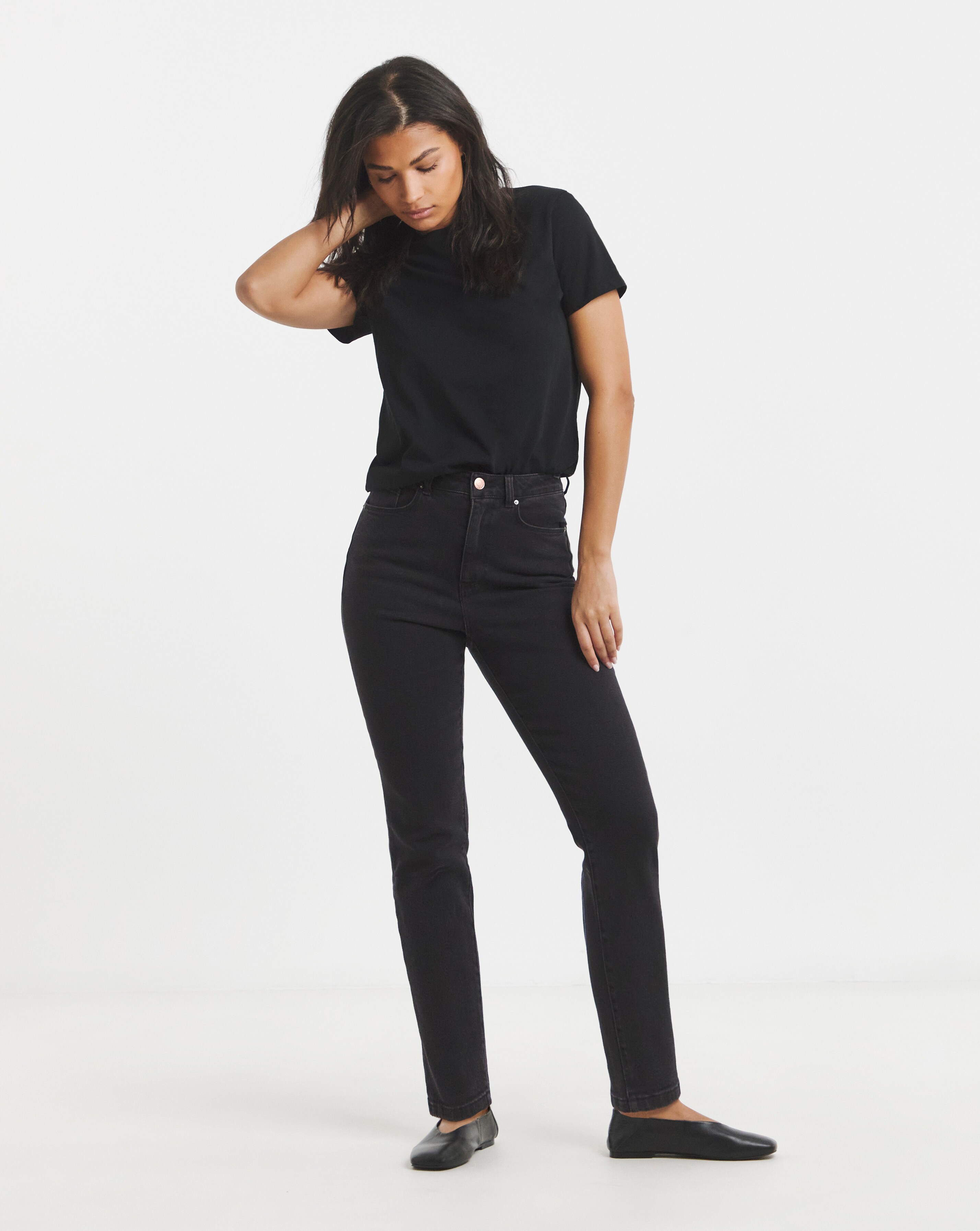 Washed Black Slim Mom Jeans