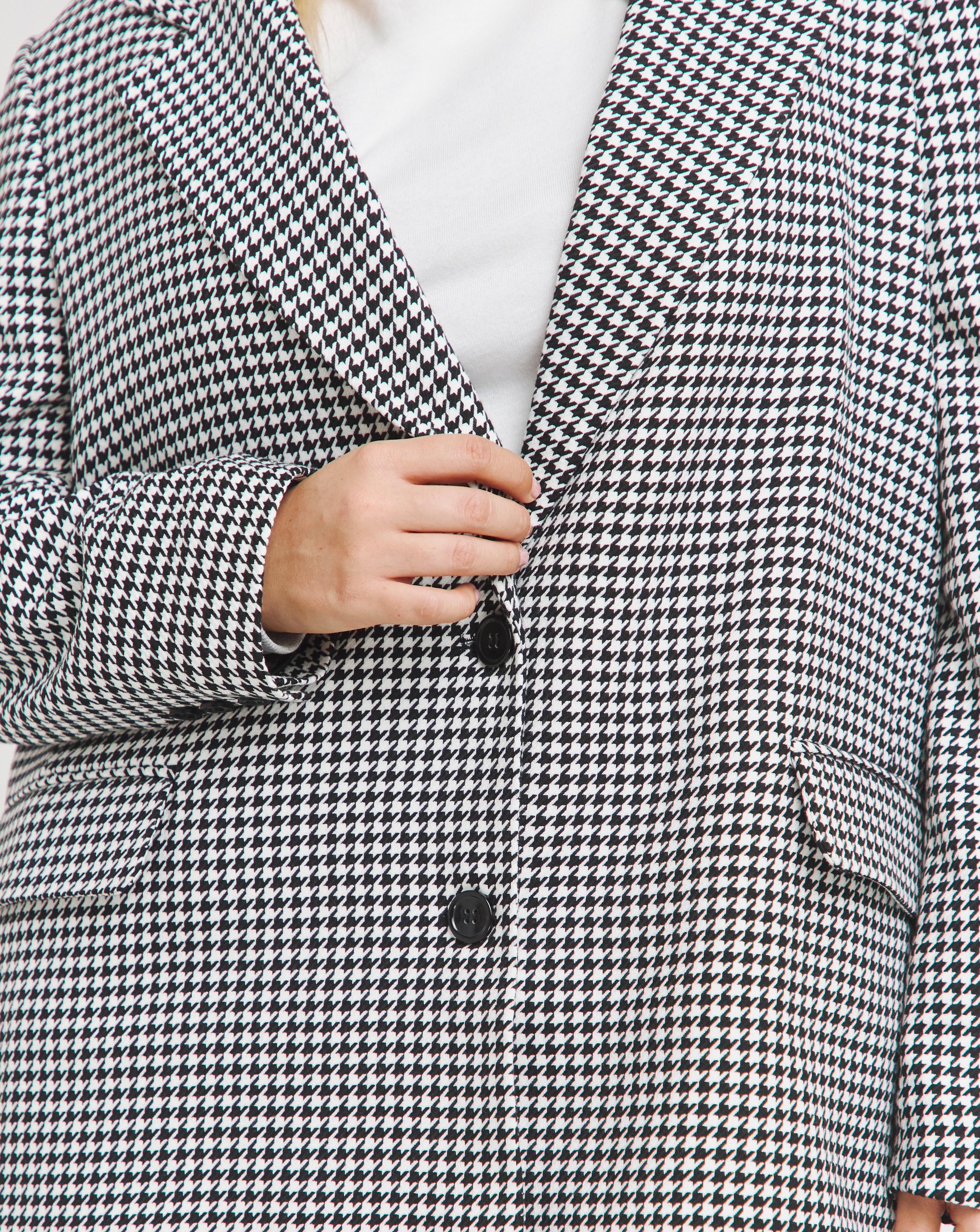 Houndstooth Single Breasted Blazer | Simply Be