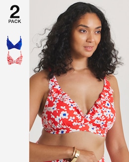 Value 2 Pack Ruffle Plunge Bikini Tops