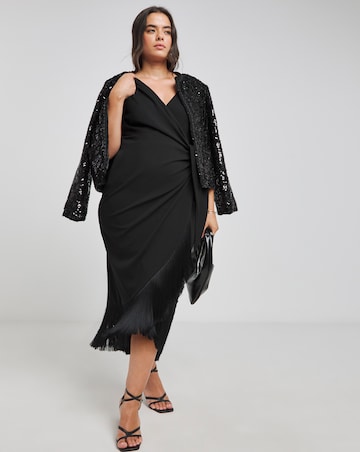 Joanna Hope Wrap Dress With Fringing
