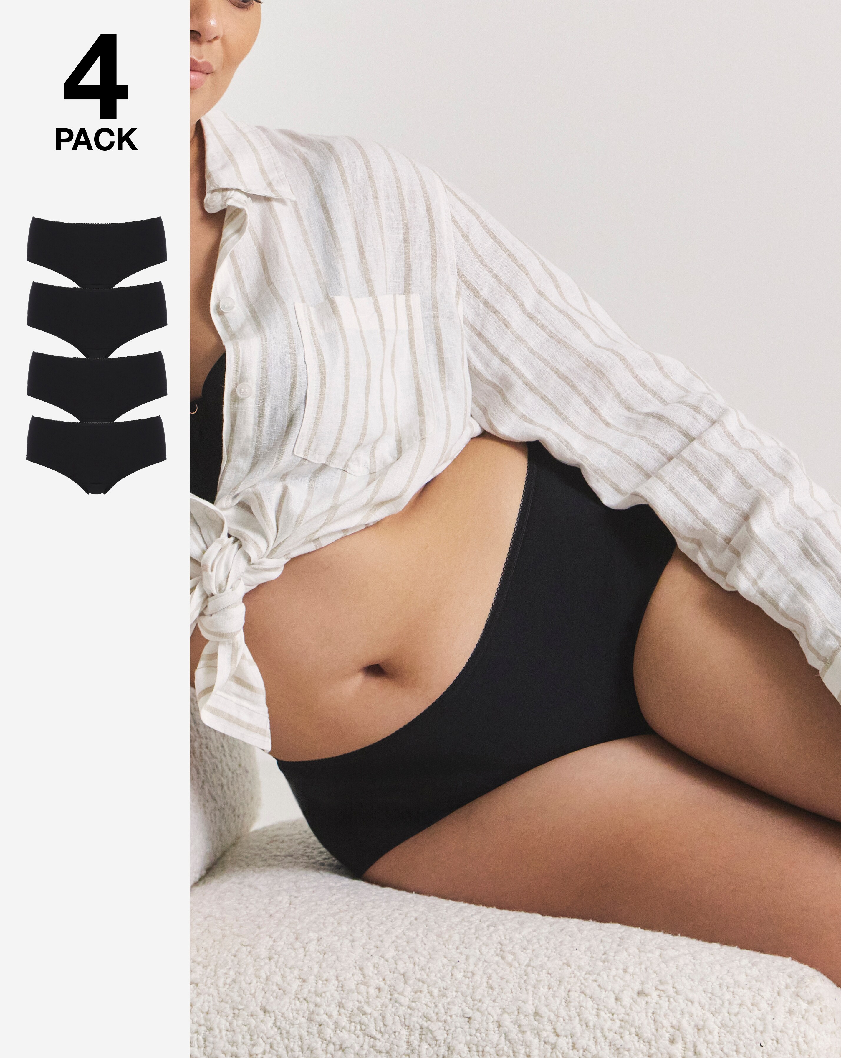 Pretty Secrets (4 Pack) Value Cotton Shorts Black