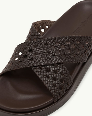 Nobodys Child Brown Weave Cross Strap Sliders - Standard Fit (D)