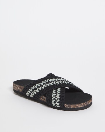 Ines Crochet Crossover Footbed Sandals - Wide Fit (E)