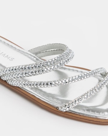 Daffodil Sparkly Asymmetric Flat Mule Sandals - Extra Wide Fit (EEE)