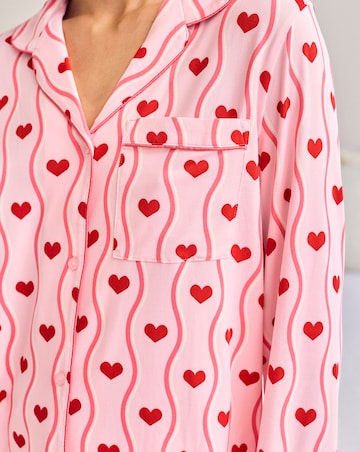 Chelsea Peers Classic Button Up Pyjama Set Heart Print