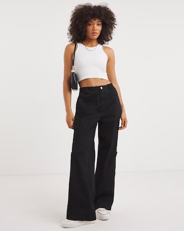 Black Adjustable Double Pocket Cargo Trousers