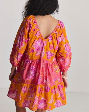 Figleaves Contrast Floral Tiered Mini Beach Dress