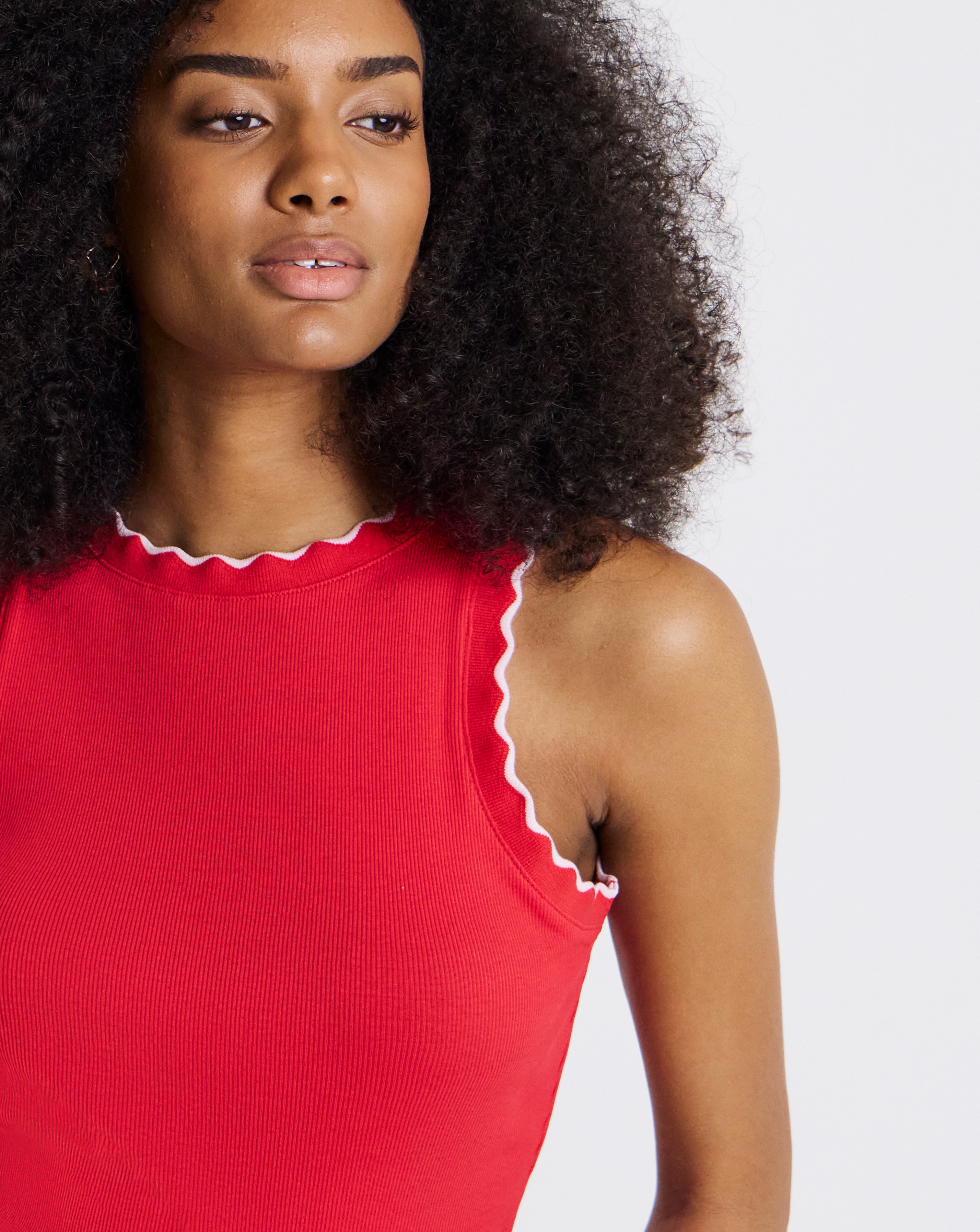 Red and Pink Scallop Edge Tank | Simply Be