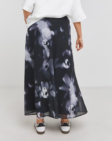 Mono Print Georgette Full Maxi Skirt