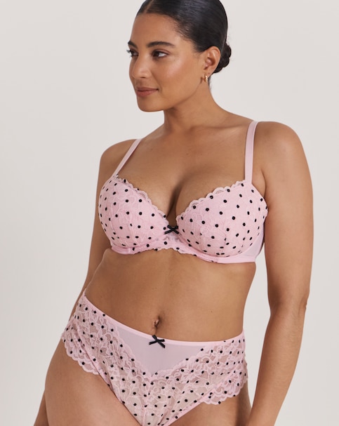 Ann Summers Sexy Lace Flocked High Waist Brazilian Pink