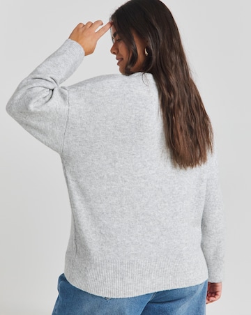 Simply Be Grey Marl Paris Slogan Knitted Jumper