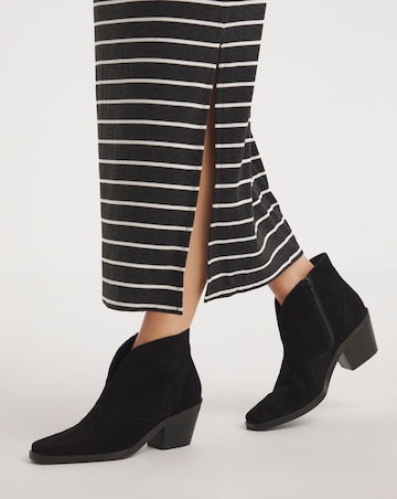 Alma Suede V Cut Western Ankle Boots Standard D Fit