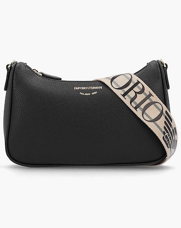 Emporio Armani Lilly Black & Silver Pebbled Baguette Bag