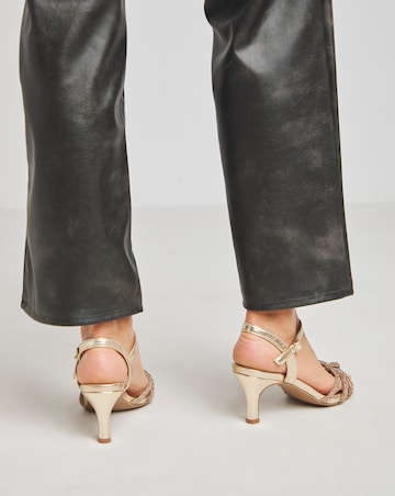 Kimberley Diamante Knot Detail Kitten Heel Sandal - Wide Fit (E)