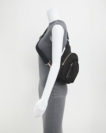 Black Faux Suede Sling Backpack