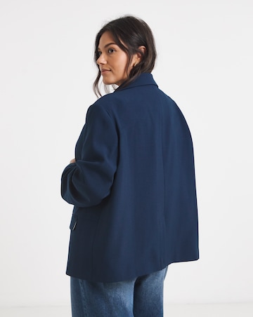 Simply Be Navy Oversized Blazer with Gold Button Detail