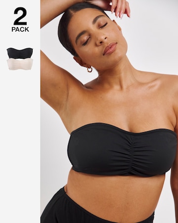 MAGISCULPT (2 Pack) Moulded Bandeau Wired Padded Bras (A-DD) Black/Blush